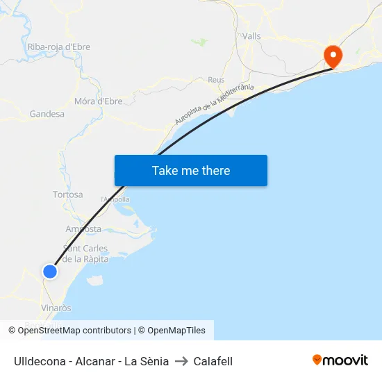 Ulldecona - Alcanar - La Sènia to Calafell map