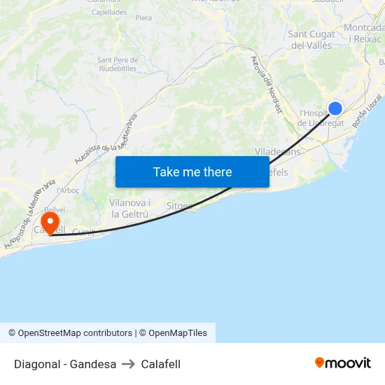 Diagonal - Gandesa to Calafell map