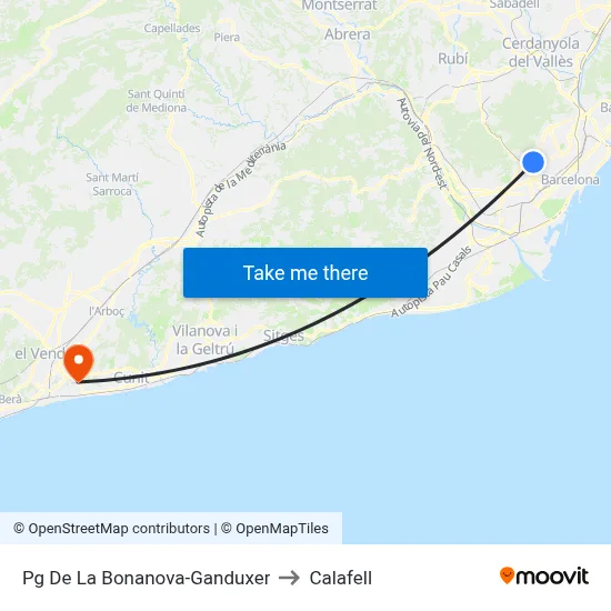 Pg De La Bonanova-Ganduxer to Calafell map