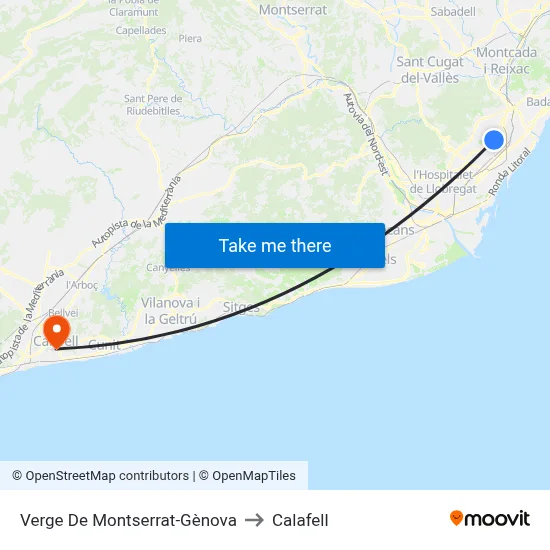 Verge De Montserrat-Gènova to Calafell map