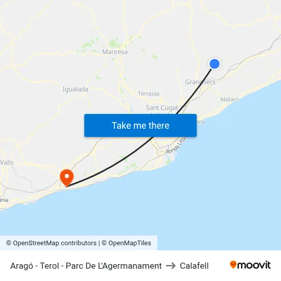 Aragó - Terol - Parc De L'Agermanament to Calafell map