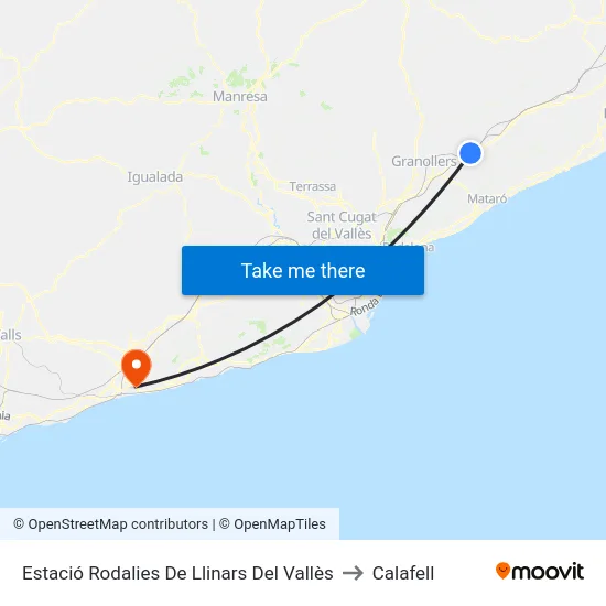 Estació Rodalies De Llinars Del Vallès to Calafell map