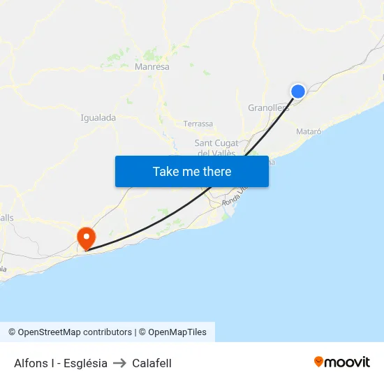 Alfons I - Església to Calafell map