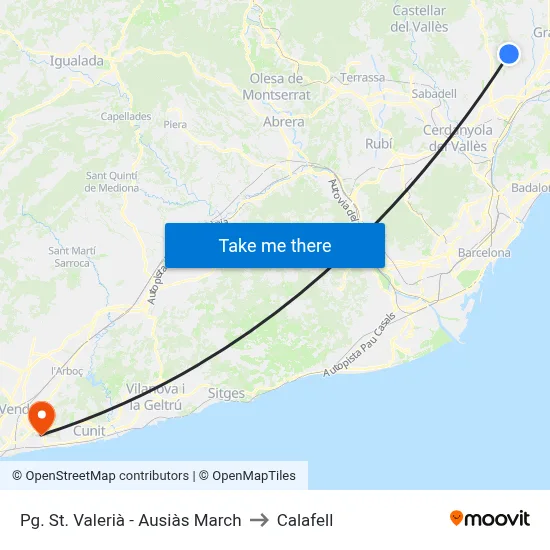 Pg. St. Valerià - Ausiàs March to Calafell map