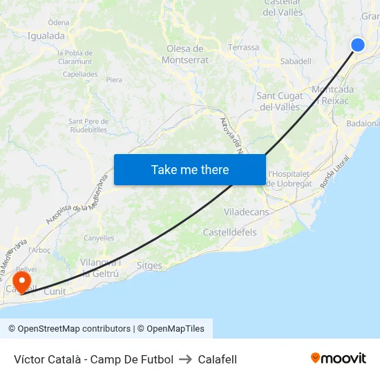 Víctor Català - Camp De Futbol to Calafell map