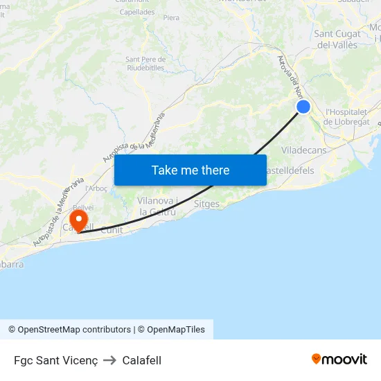 Fgc Sant Vicenç to Calafell map
