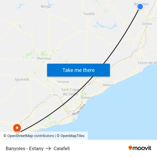 Banyoles - Estany to Calafell map