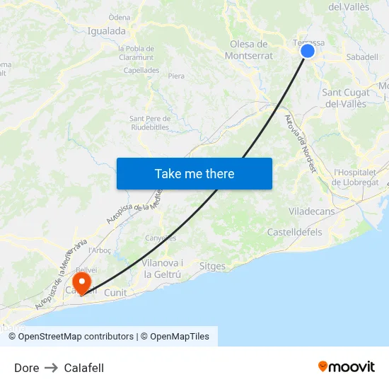 Dore to Calafell map