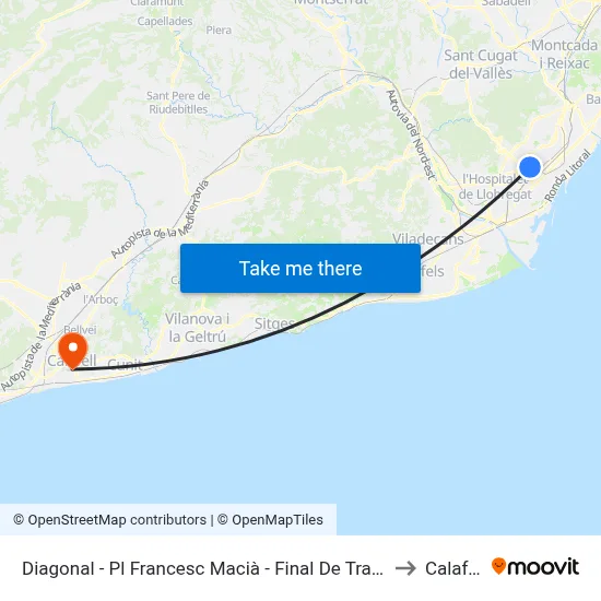 Diagonal - Pl Francesc Macià - Final De Trajecte to Calafell map