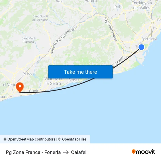 Pg Zona Franca - Foneria to Calafell map