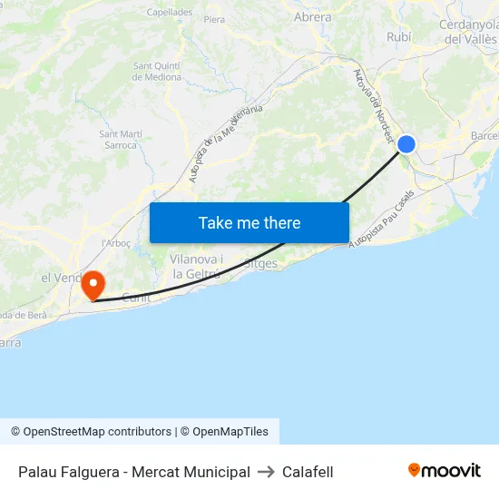Palau Falguera - Mercat Municipal to Calafell map
