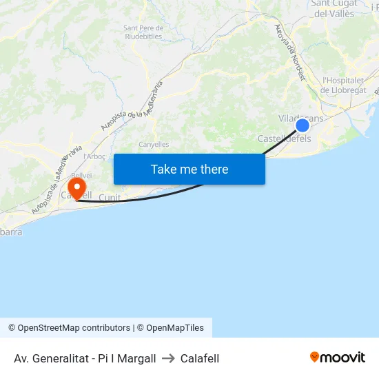 Av. Generalitat - Pi I Margall to Calafell map