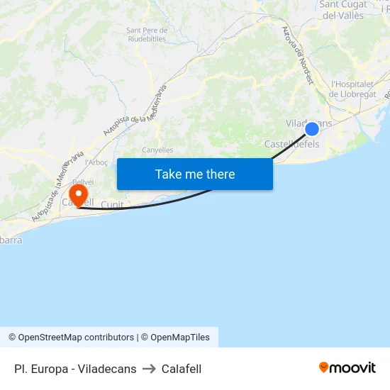 Pl. Europa - Viladecans to Calafell map