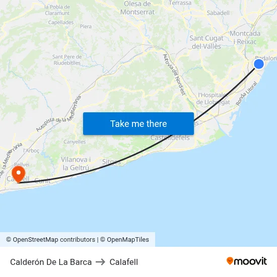 Calderón De La Barca to Calafell map