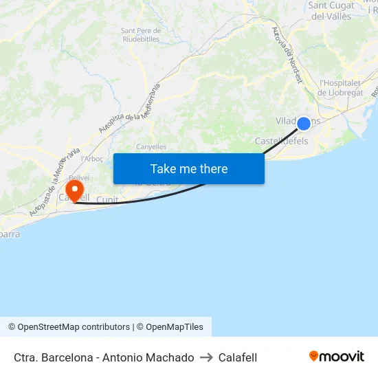 Ctra. Barcelona - Antonio Machado to Calafell map