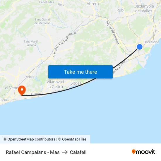 Rafael Campalans - Mas to Calafell map