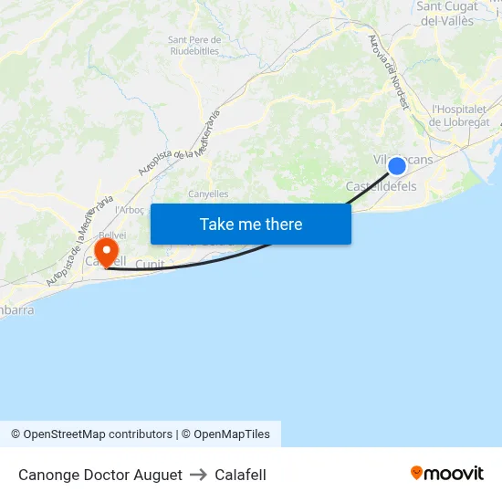 Canonge Doctor Auguet to Calafell map