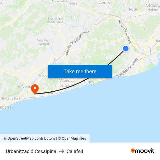 Urbanització Cesalpina to Calafell map