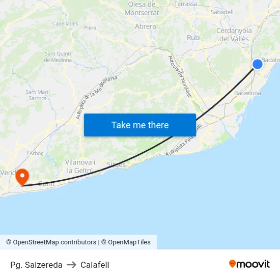 Pg. Salzereda to Calafell map