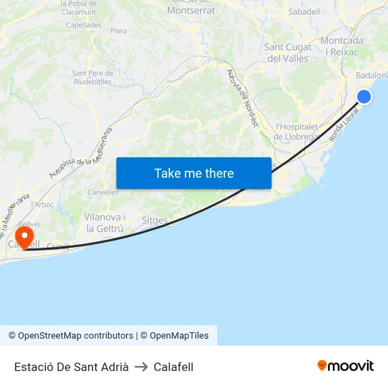 Estació De Sant Adrià to Calafell map