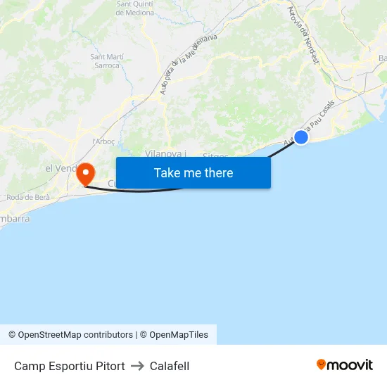 Camp Esportiu Pitort to Calafell map