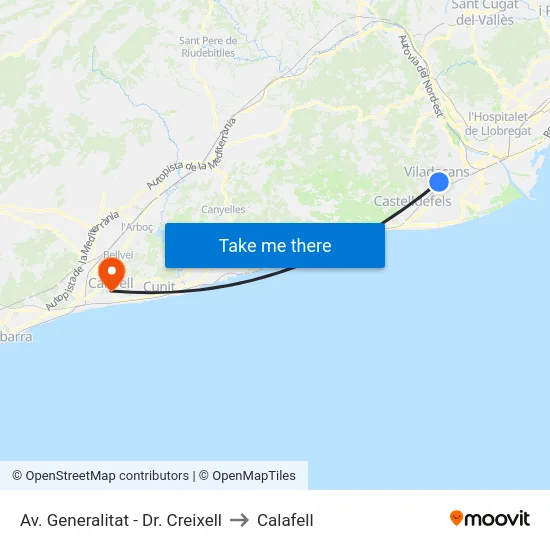 Av. Generalitat - Dr. Creixell to Calafell map