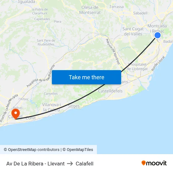 Av De La Ribera - Llevant to Calafell map