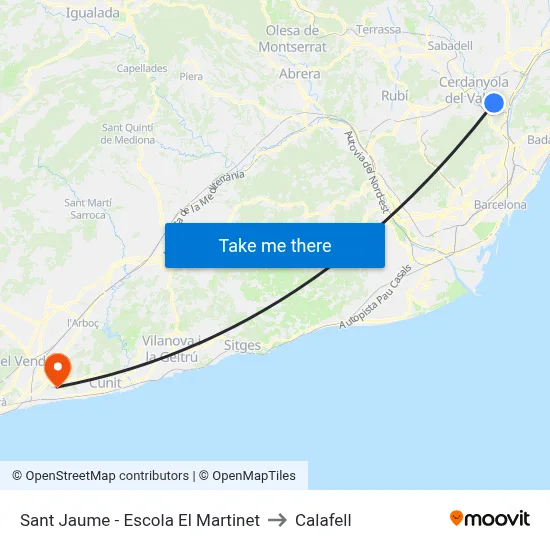 Sant Jaume - Escola El Martinet to Calafell map