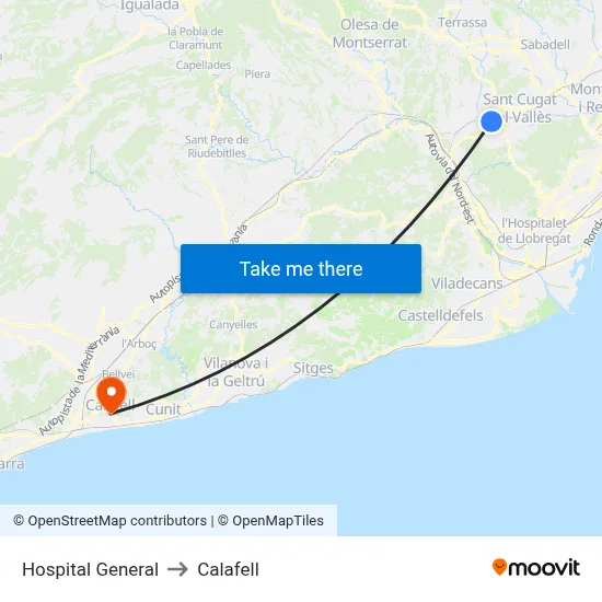 Hospital General to Calafell map
