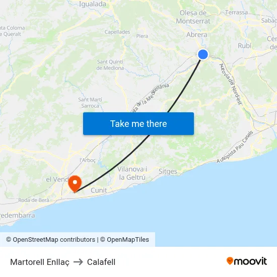 Martorell Enllaç to Calafell map