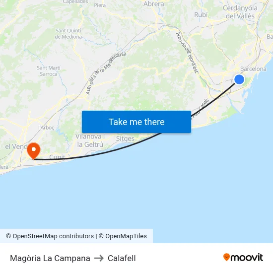 Magòria La Campana to Calafell map