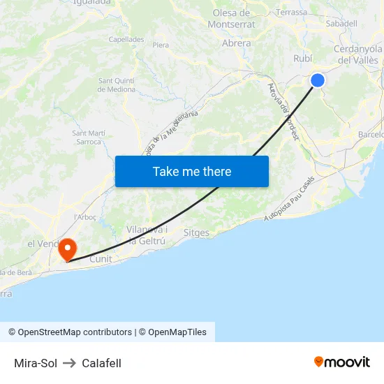 Mira-Sol to Calafell map