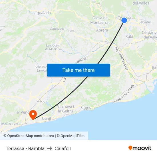 Terrassa - Rambla to Calafell map