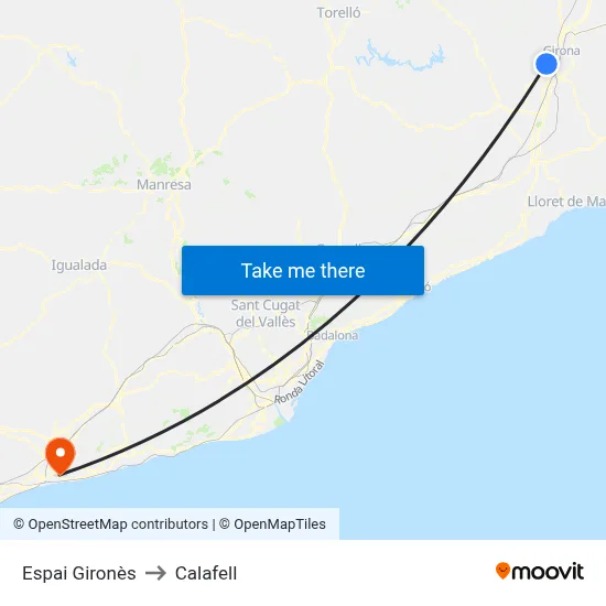 Espai Gironès to Calafell map