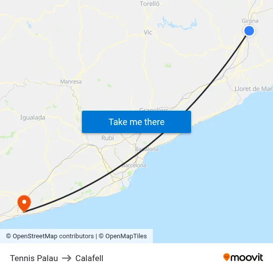 Tennis Palau to Calafell map