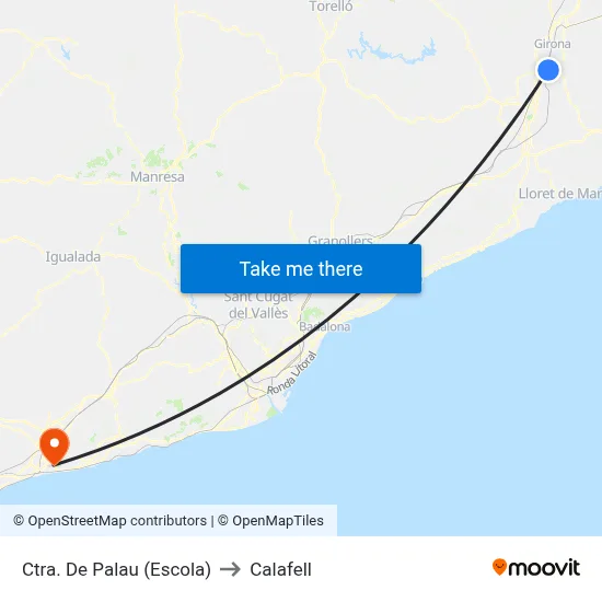 Ctra. De Palau (Escola) to Calafell map