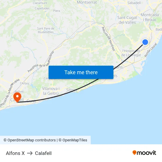 Alfons X to Calafell map