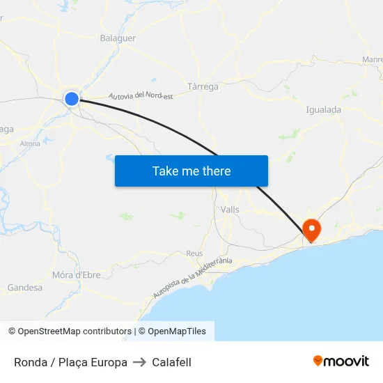 Ronda / Plaça Europa to Calafell map