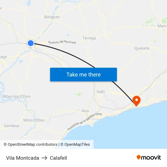 Vila Montcada to Calafell map