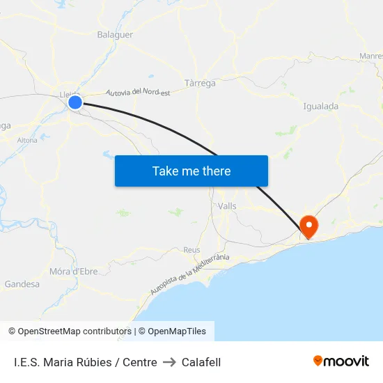 I.E.S. Maria Rúbies / Centre to Calafell map