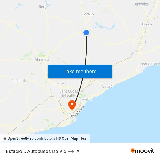 Estació D'Autobusos De Vic to A1 map