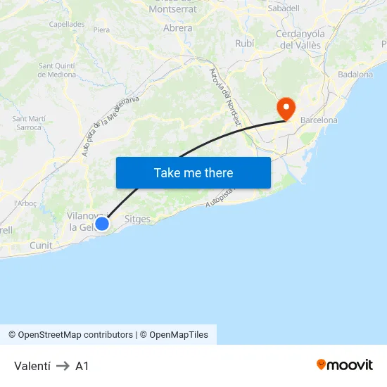 Valentí to A1 map