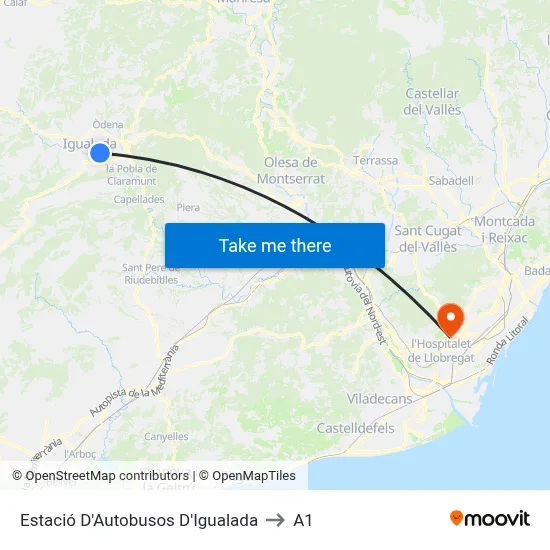 Estació D'Autobusos D'Igualada to A1 map