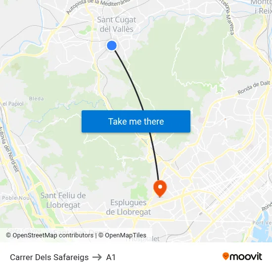 Carrer Dels Safareigs to A1 map
