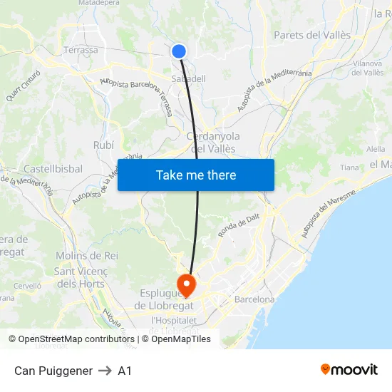 Can Puiggener to A1 map