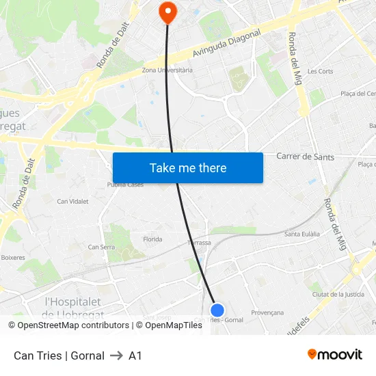 Can Tries | Gornal to A1 map