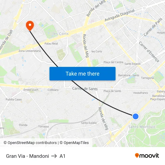 Gran Via - Mandoni to A1 map