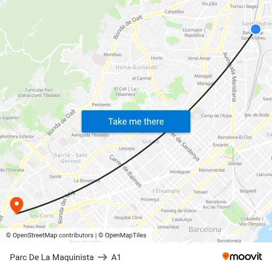 Parc De La Maquinista to A1 map