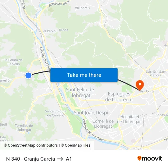 N-340 - Granja Garcia to A1 map