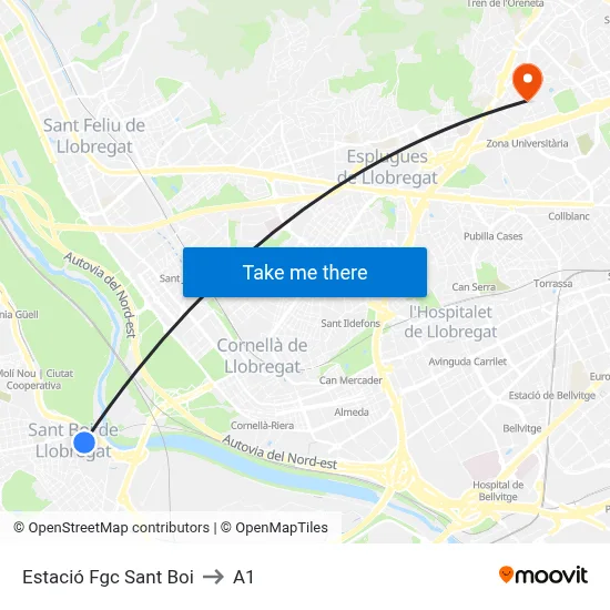 Estació Fgc Sant Boi to A1 map